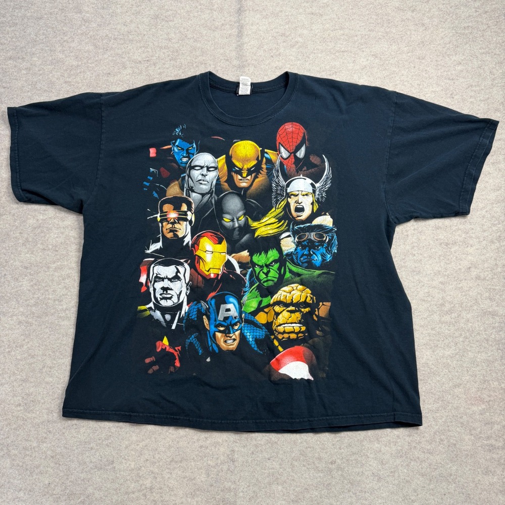 Marvel Comics Superheroes Graphic T-Shirt Mens 2X Black